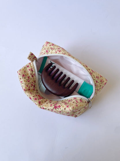 Pink Floral Makeup Bag