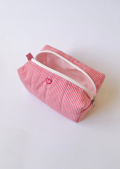 Red Gingham Makeup Bag