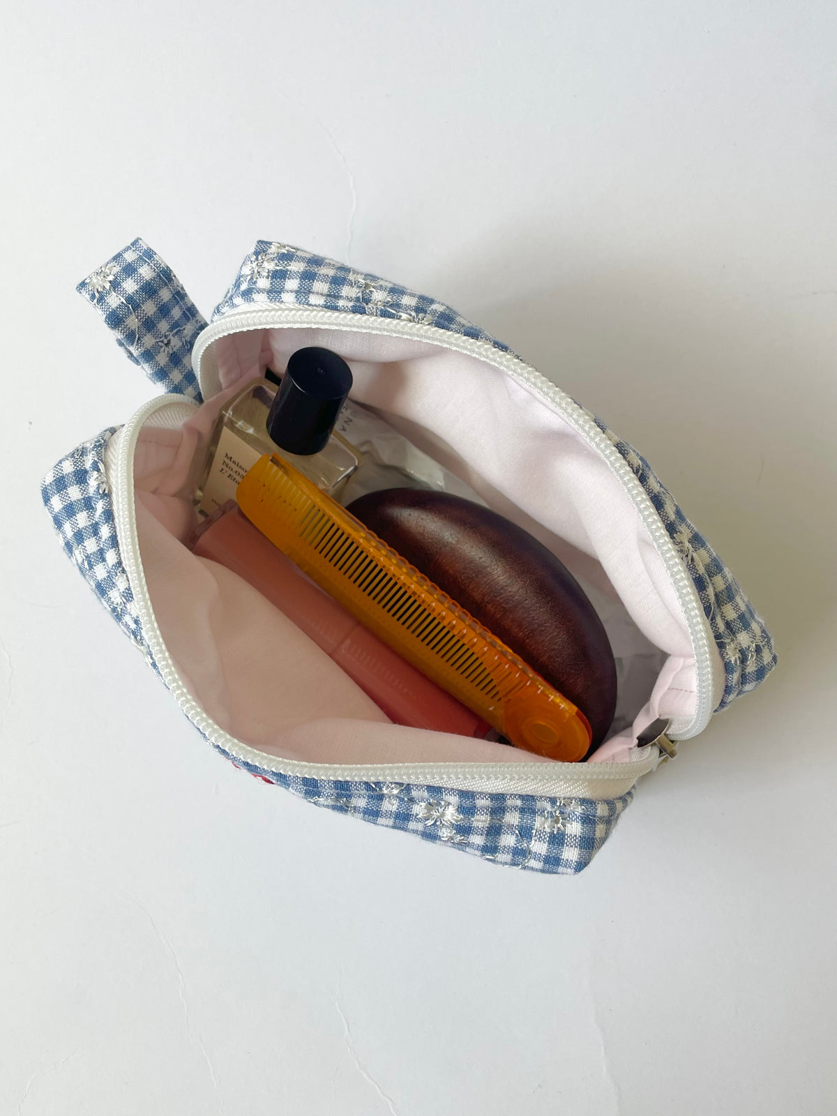 Blue Broderie Purse Pouch