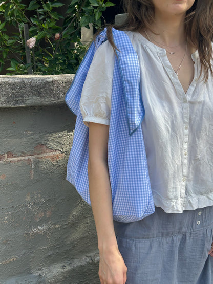 Blue Gingham Slouchy Bag
