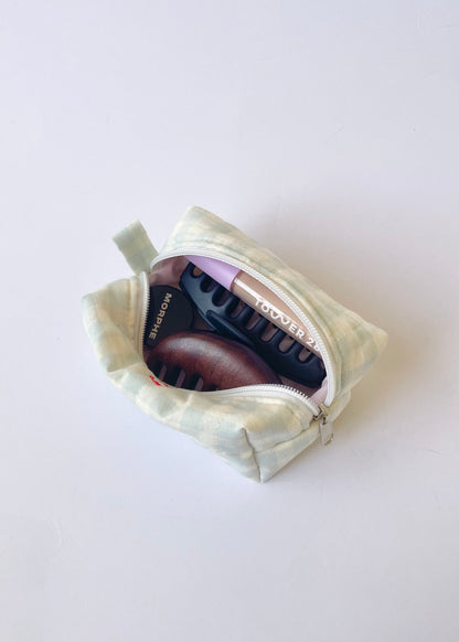 Blue Gingham Mini Makeup Bag