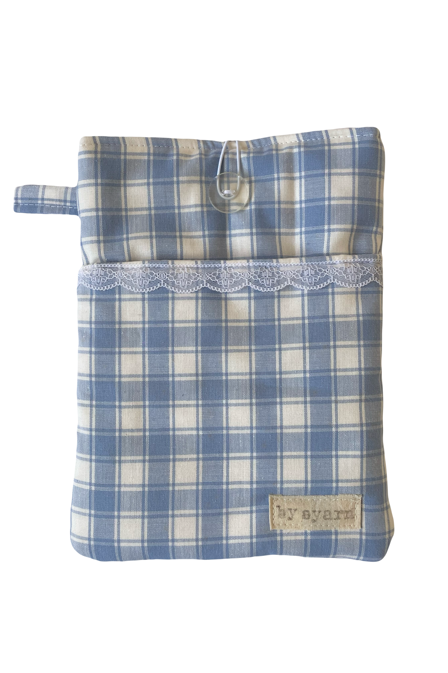 Blue Check Book Sleeve with Pocket