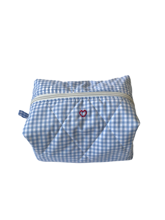 Blue Gingham Jumbo Makeup Bag