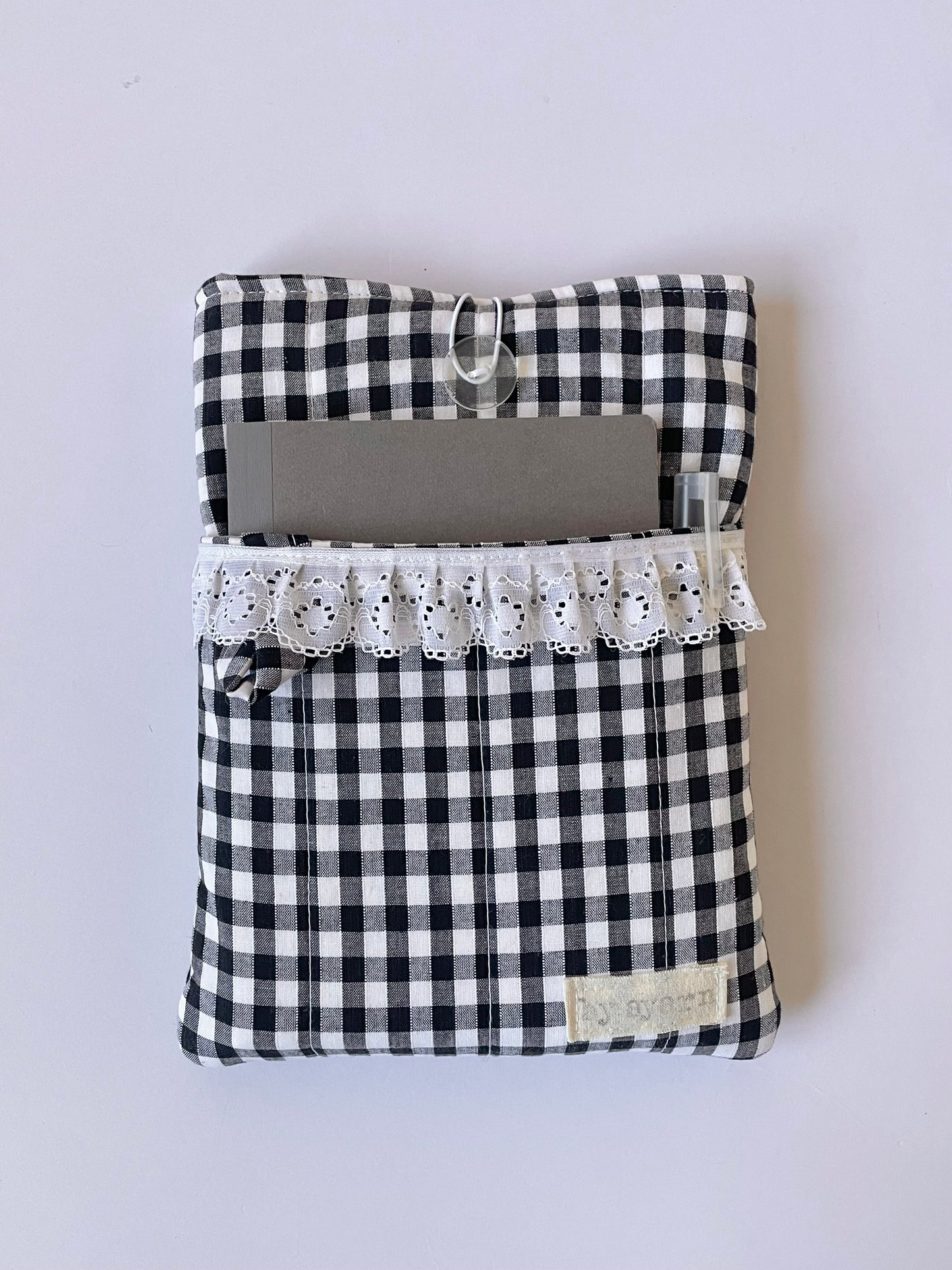 Gingham Book Sleeve with Pocket