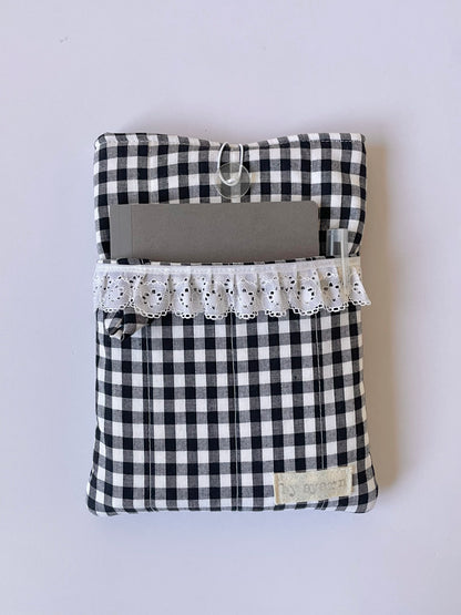 Gingham Book Sleeve with Pocket