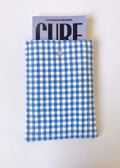 Blue Gingham Large Book Sleeve