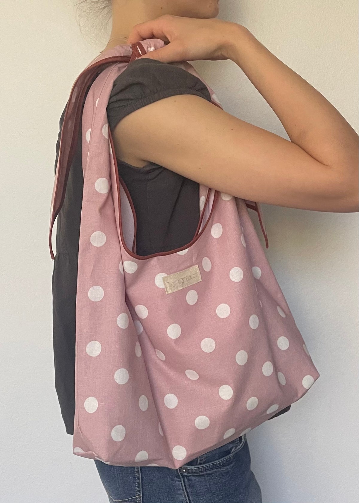 Pink Polka Dot Slouchy Bag