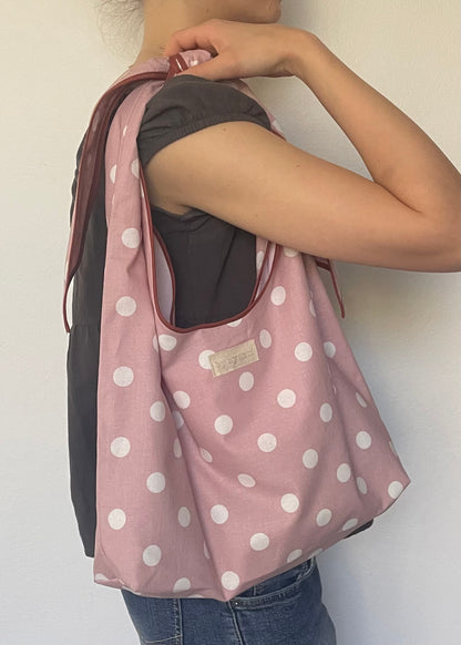 Pink Polka Dot Slouchy Bag