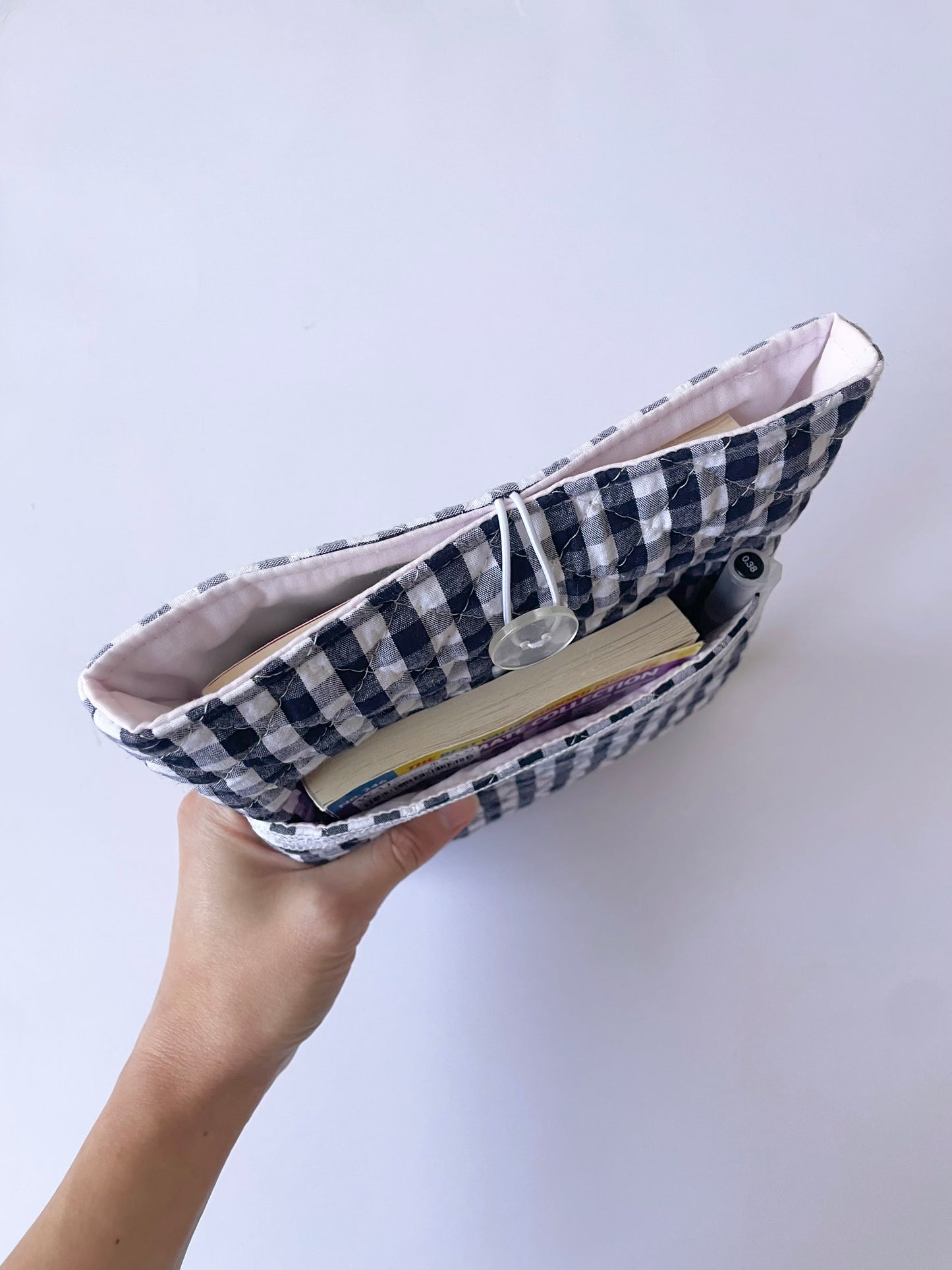 Gingham Book Sleeve with Pocket