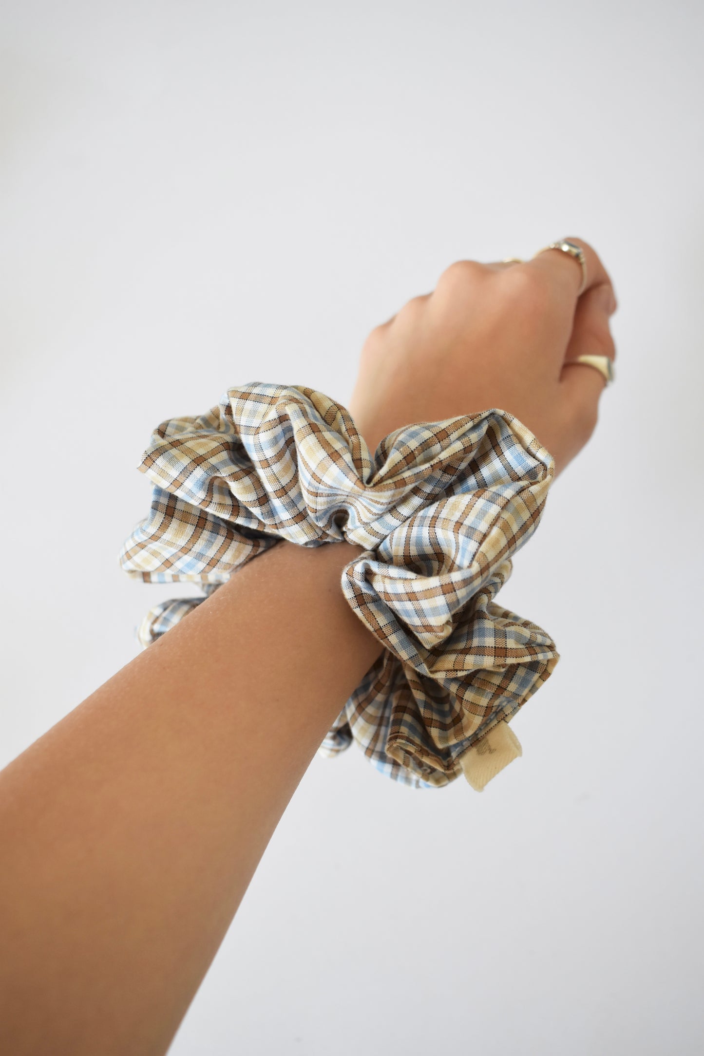 Blue Check Scrunchie