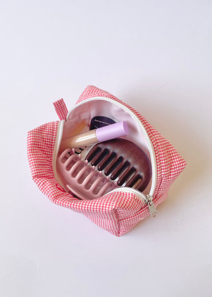 Red Gingham Makeup Bag