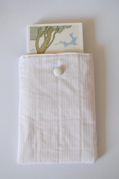 Pink Linen Stripe Book Sleeve