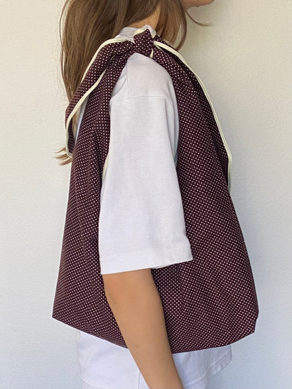Brown Polka Dot Slouchy Bag