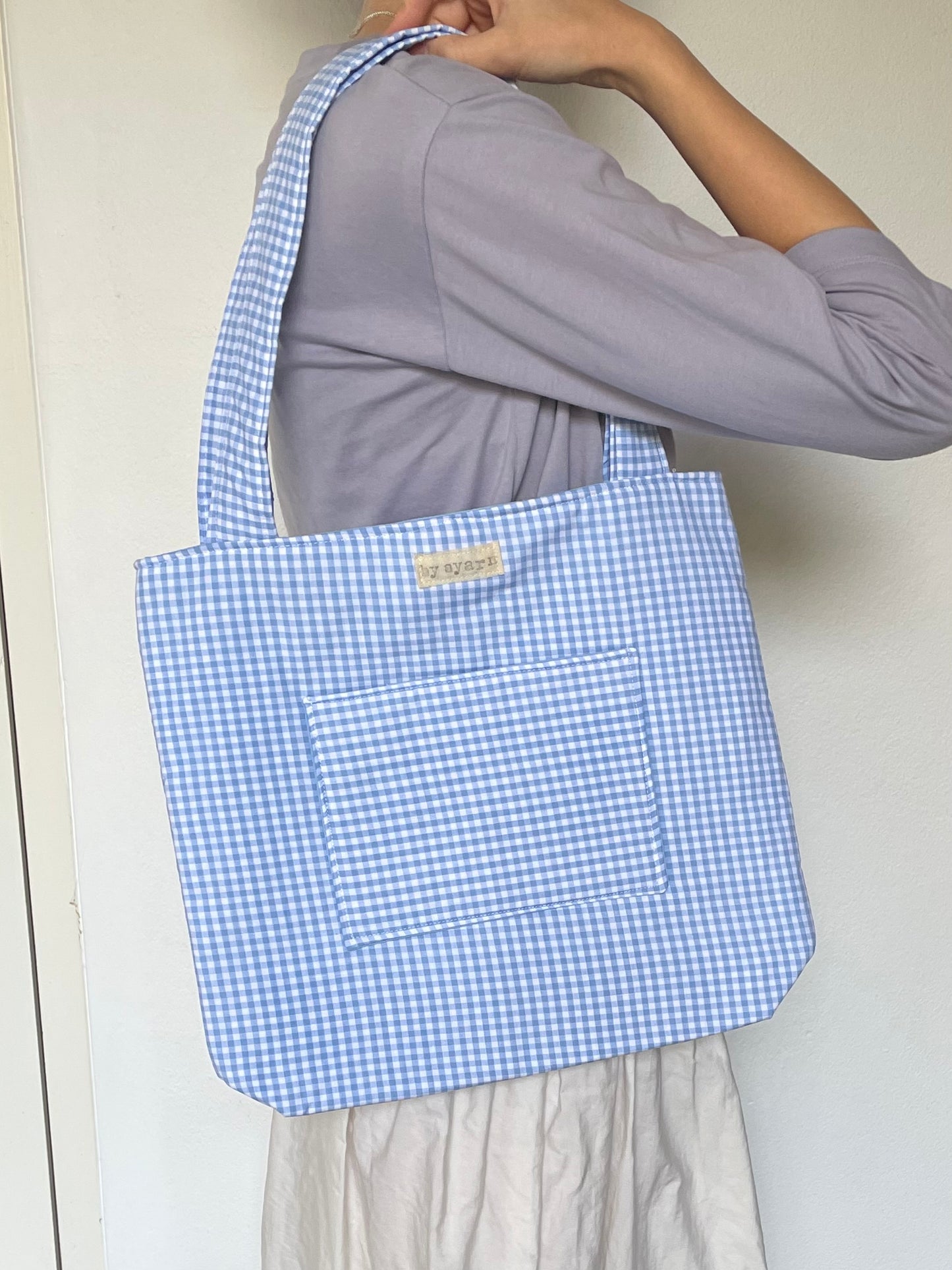 Blue Gingham Everyday Tote Bag