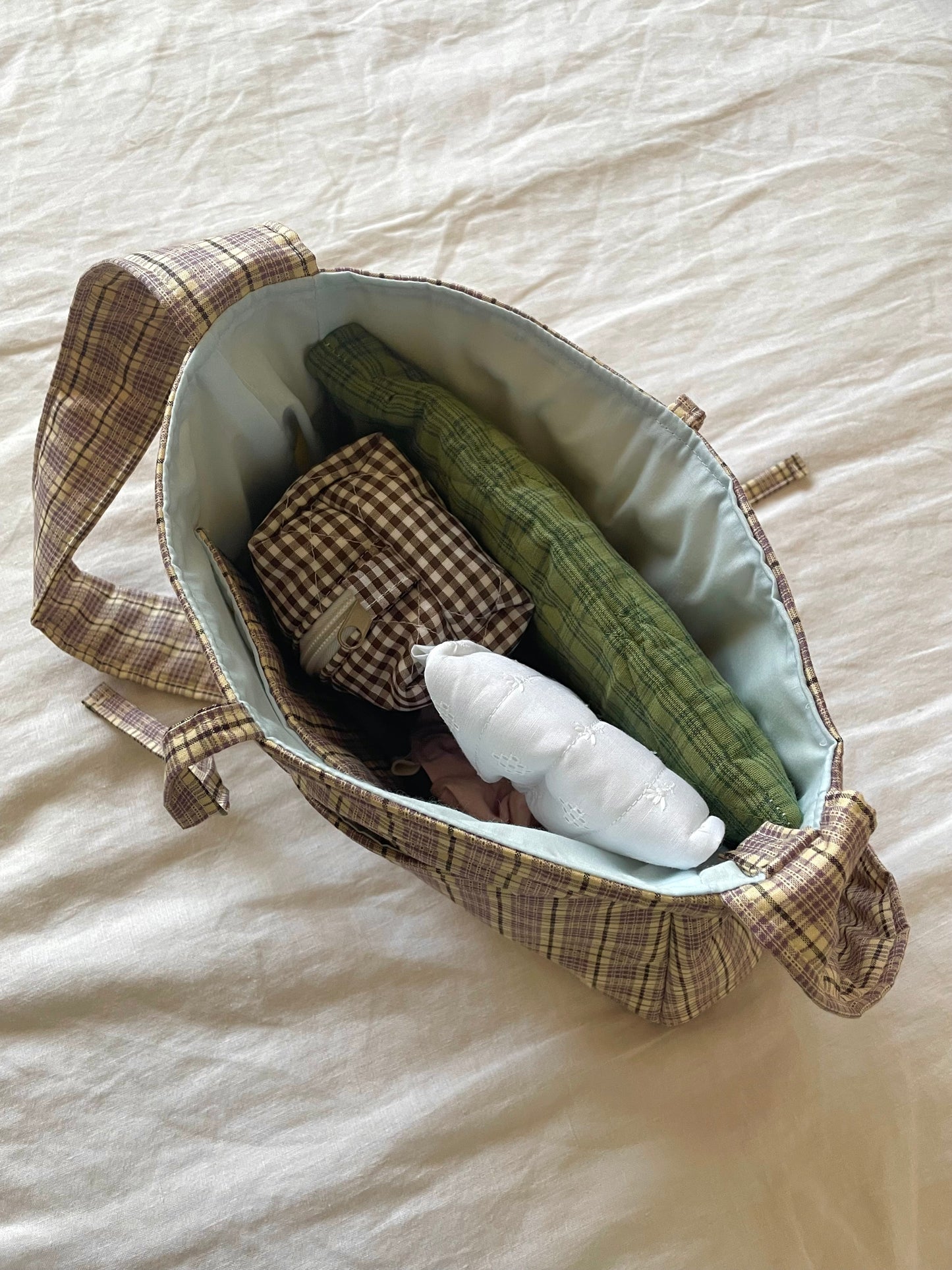 Lilac Check Mini Bow Bag