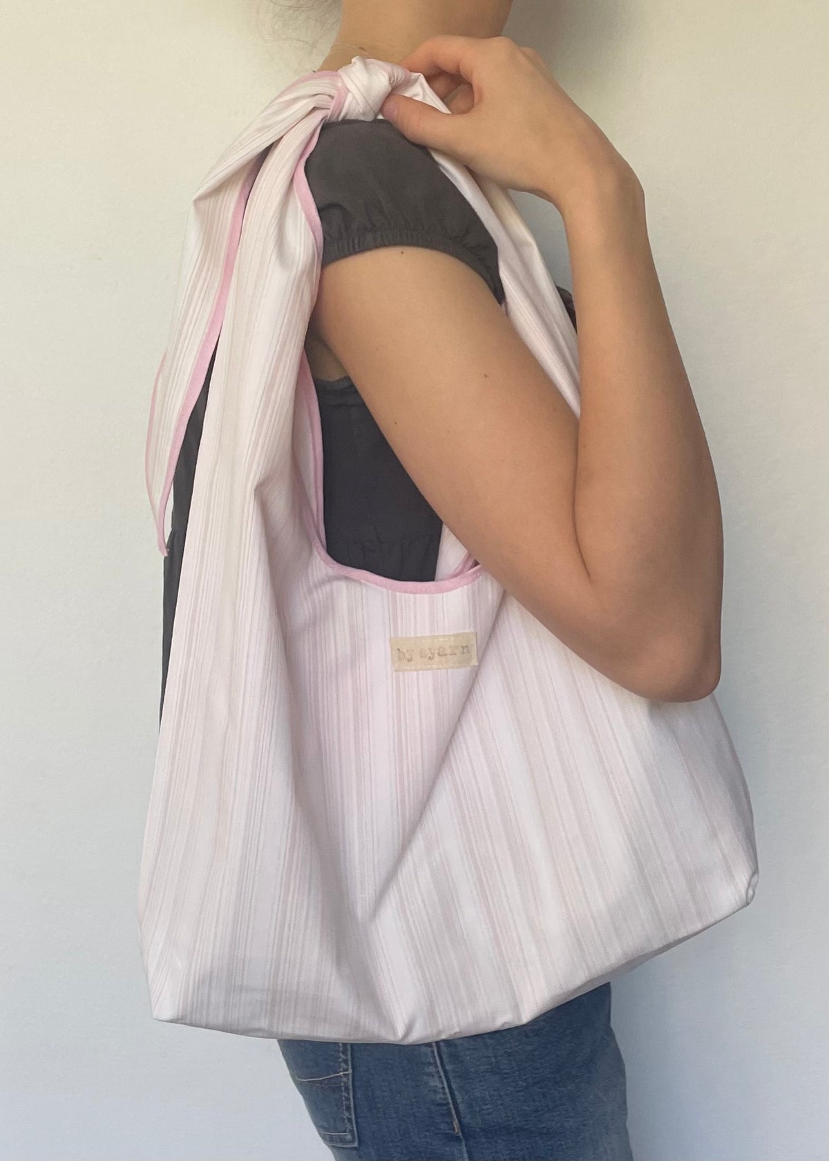Pink Striped Slouchy Bag