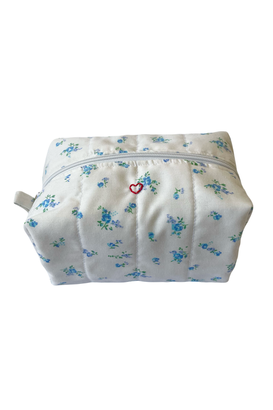Blue Floral Jumbo Makeup Bag