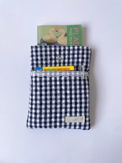 Gingham Book Sleeve with Pocket