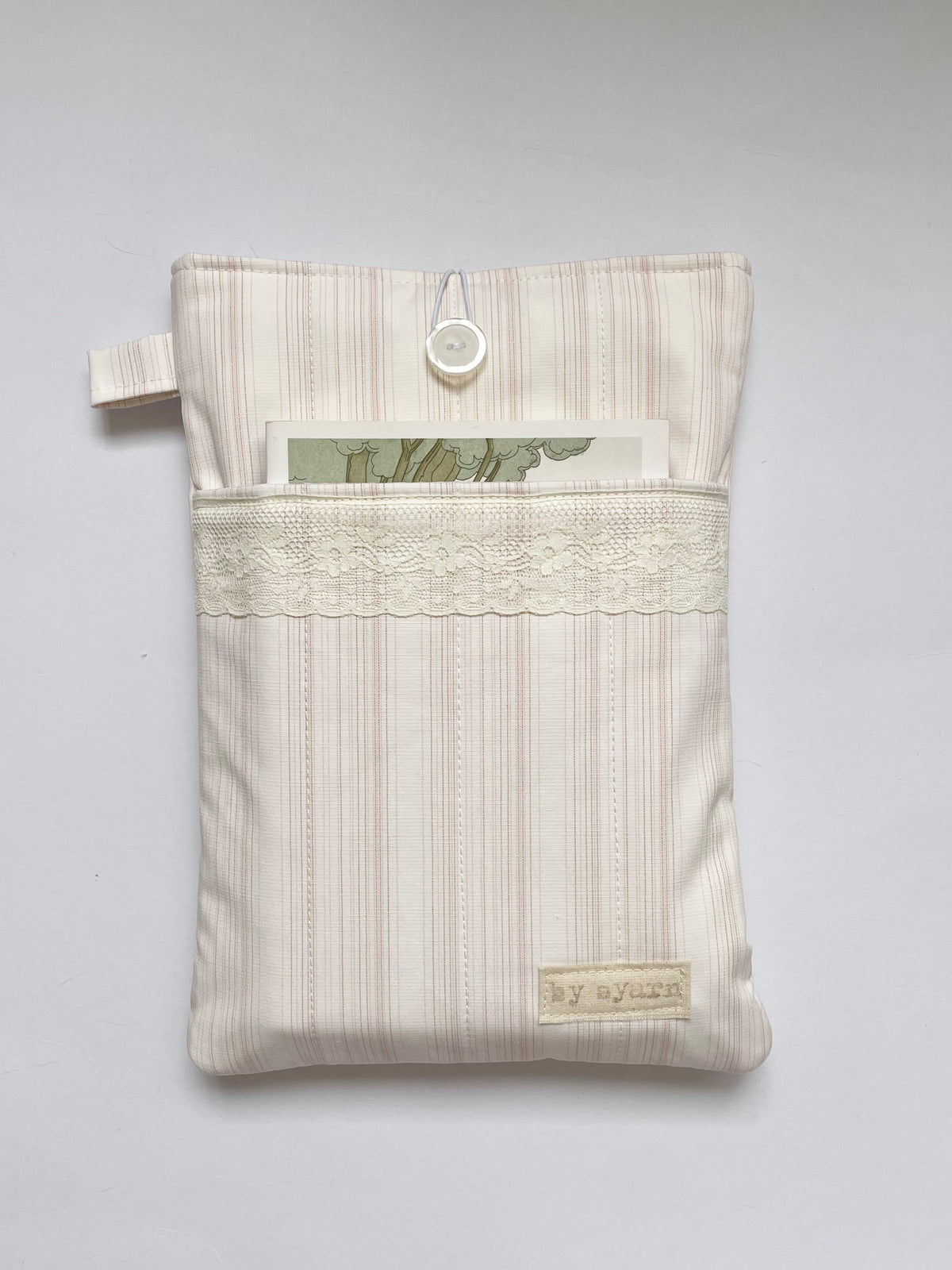Pink Stripe Large Book Sleeve with Pocket