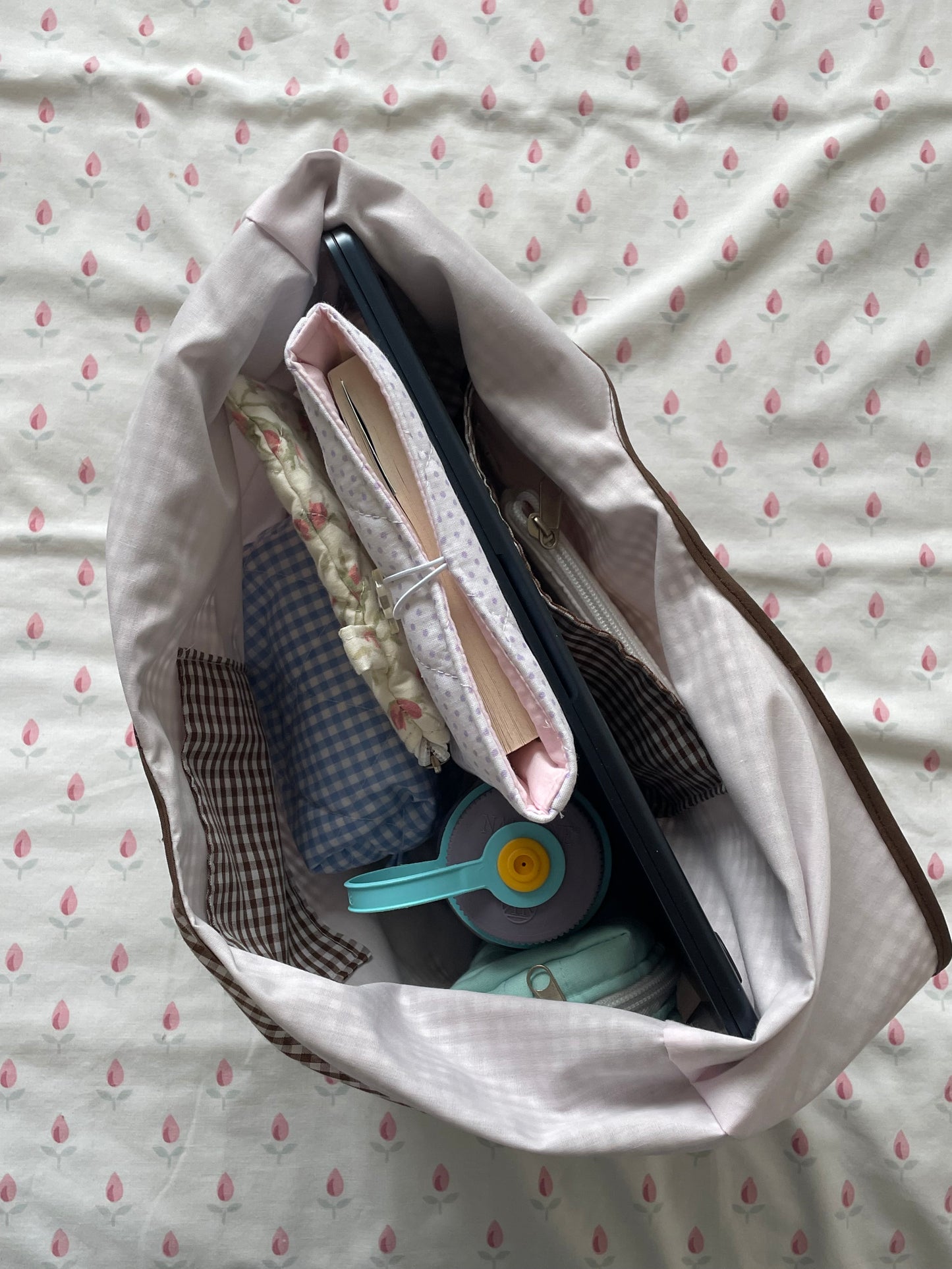 Brown Gingham Slouchy Bag