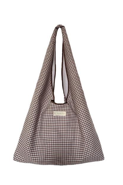 Brown Gingham Slouchy Bag