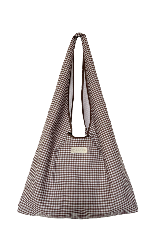 Brown Gingham Slouchy Bag