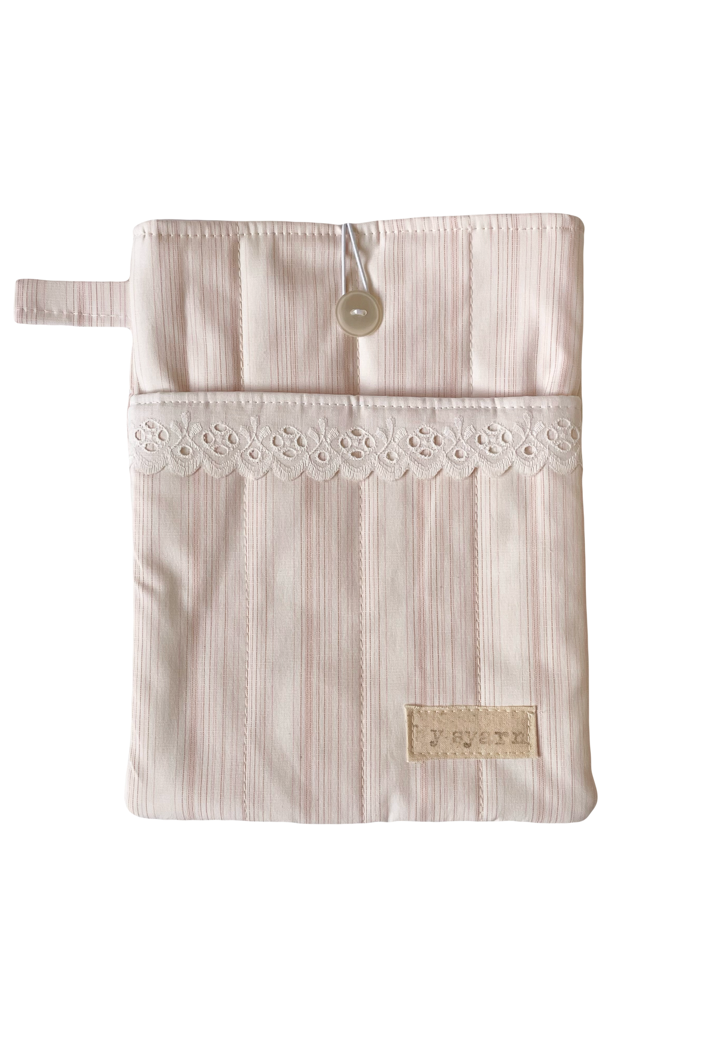 Pink Stripe Book Sleeve with Pocket