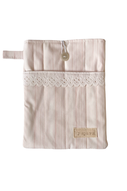 Pink Stripe Book Sleeve with Pocket