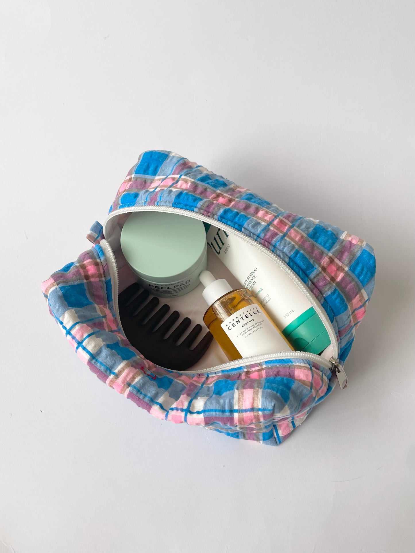 Berry Plaid Jumbo Makeup Bag