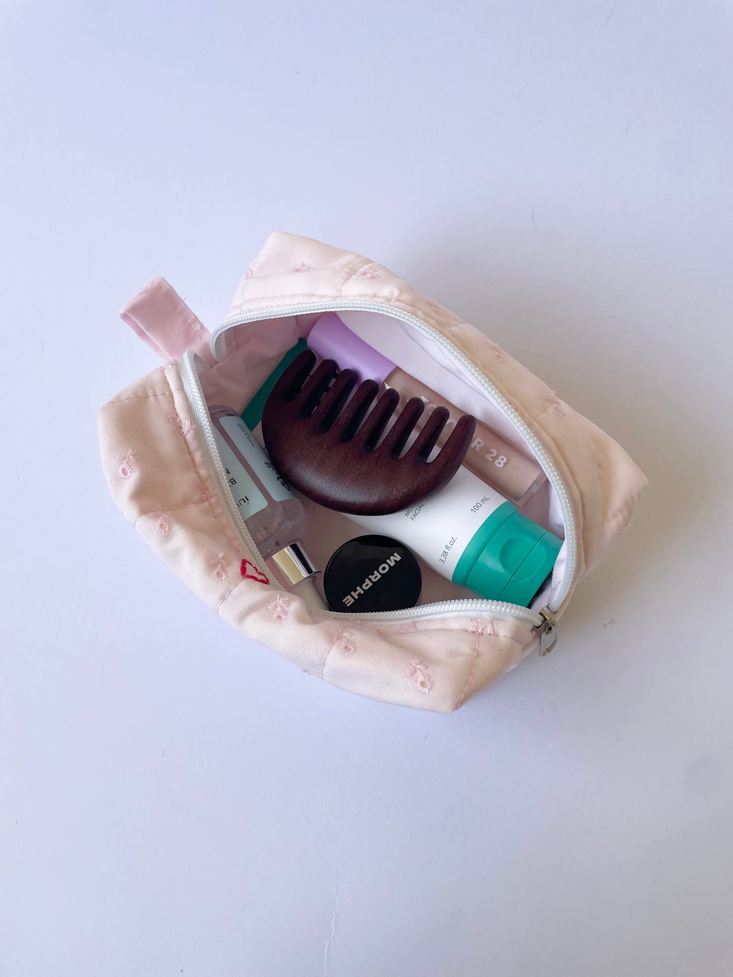 Pink Broderie Makeup Bag