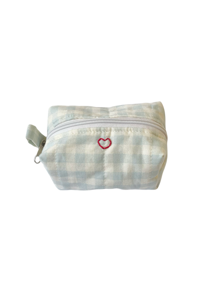 Blue Gingham Mini Makeup Bag