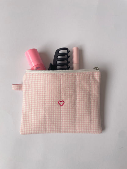 Pink Gingham Carry Pouch