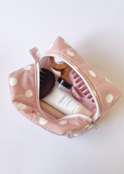 Pink Polka Dot Jumbo Makeup Bag