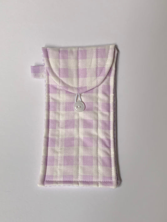 Lilac Gingham Glasses Pouch