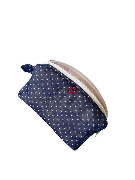 Navy Polka Purse Pouch