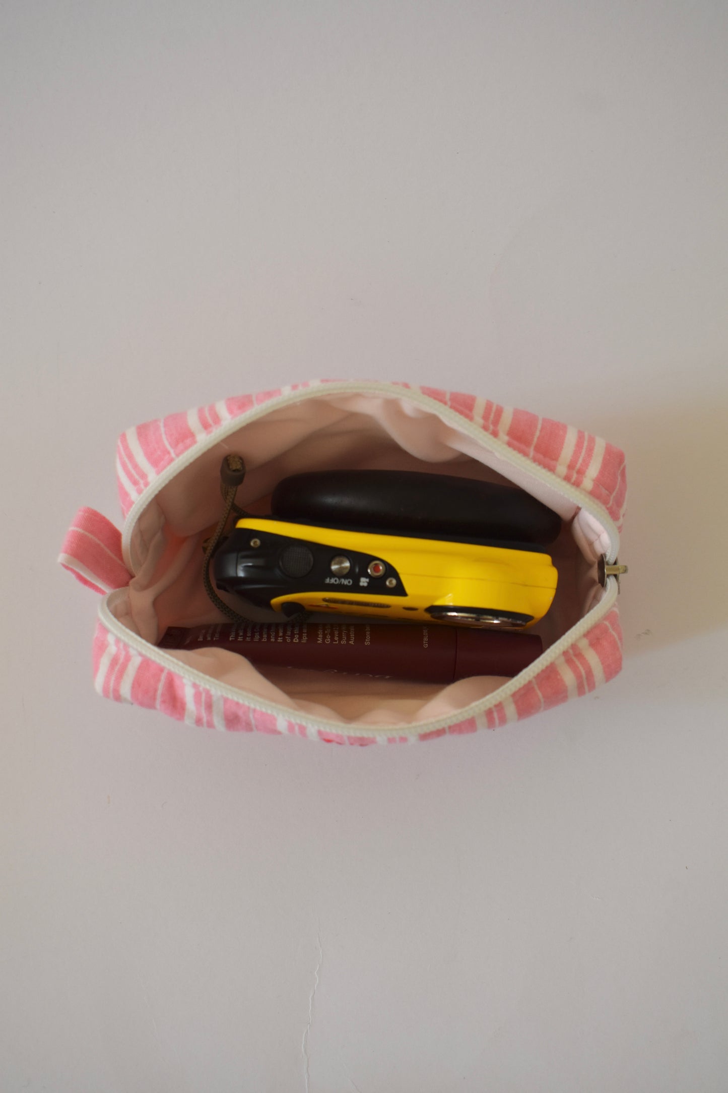Pink Stripe Camera Pouch