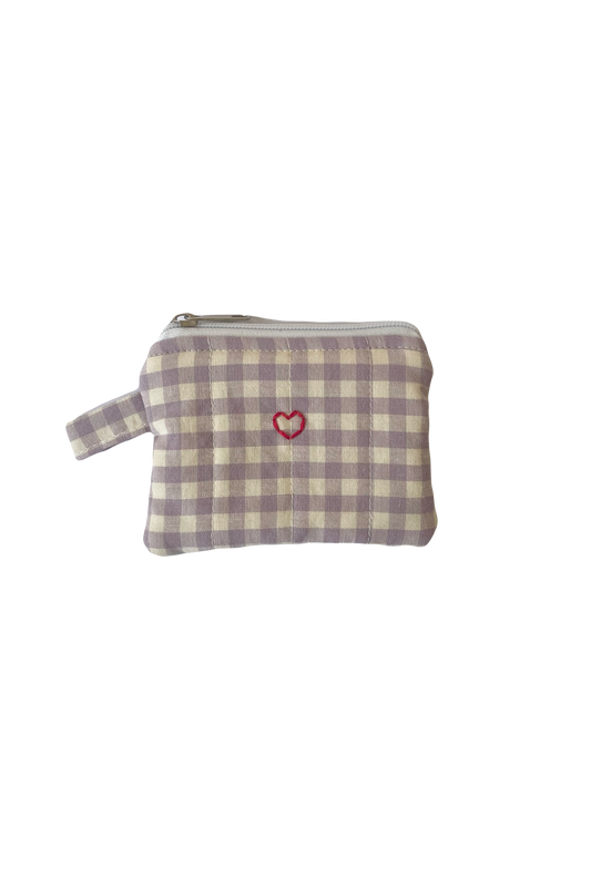 Lilac Gingham Mini Pouch