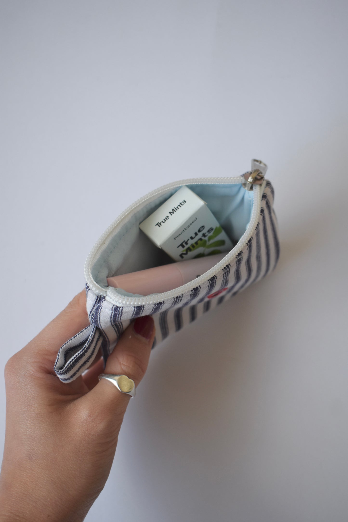 Navy Stripe Mini Pouch