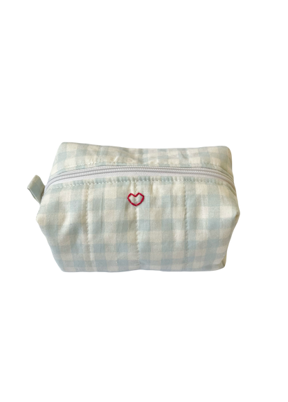 Blue Gingham Makeup Bag