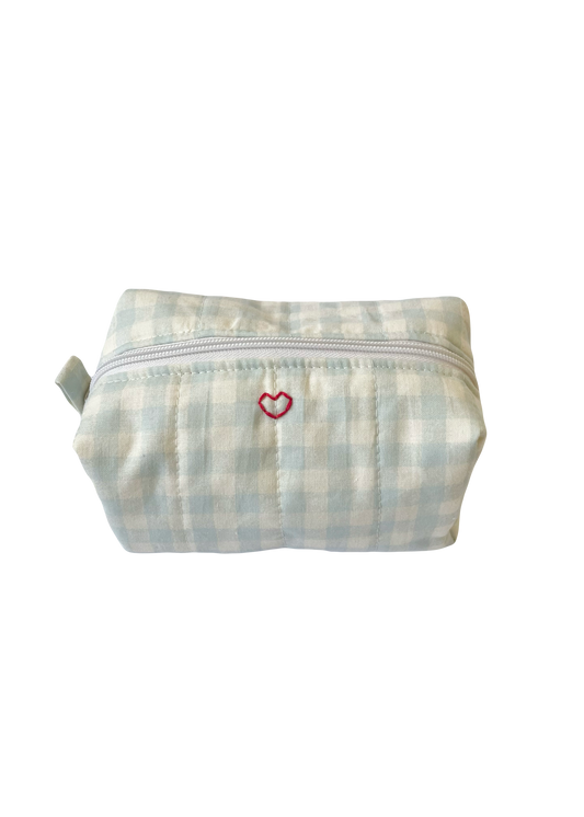 Blue Gingham Makeup Bag