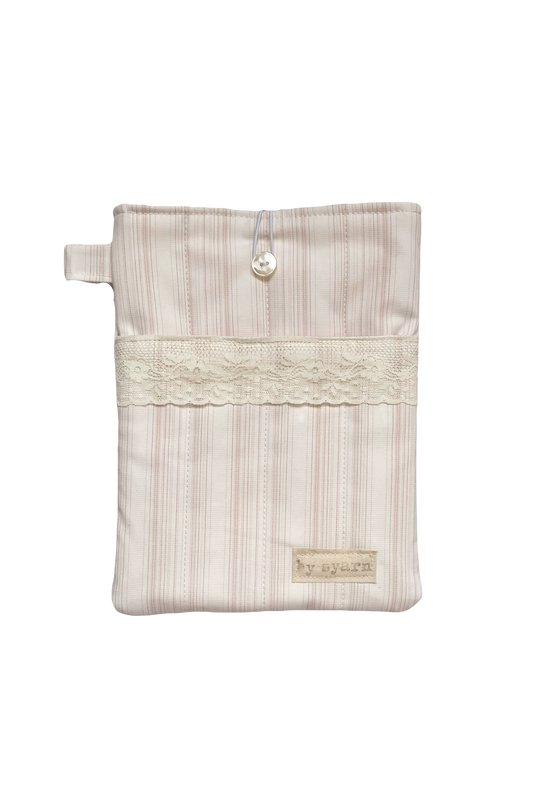Pink Stripe Book Sleeve with Pocket