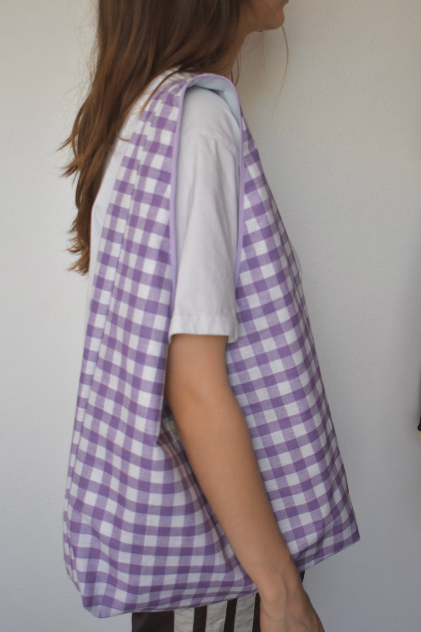Purple Gingham Slouchy Bag