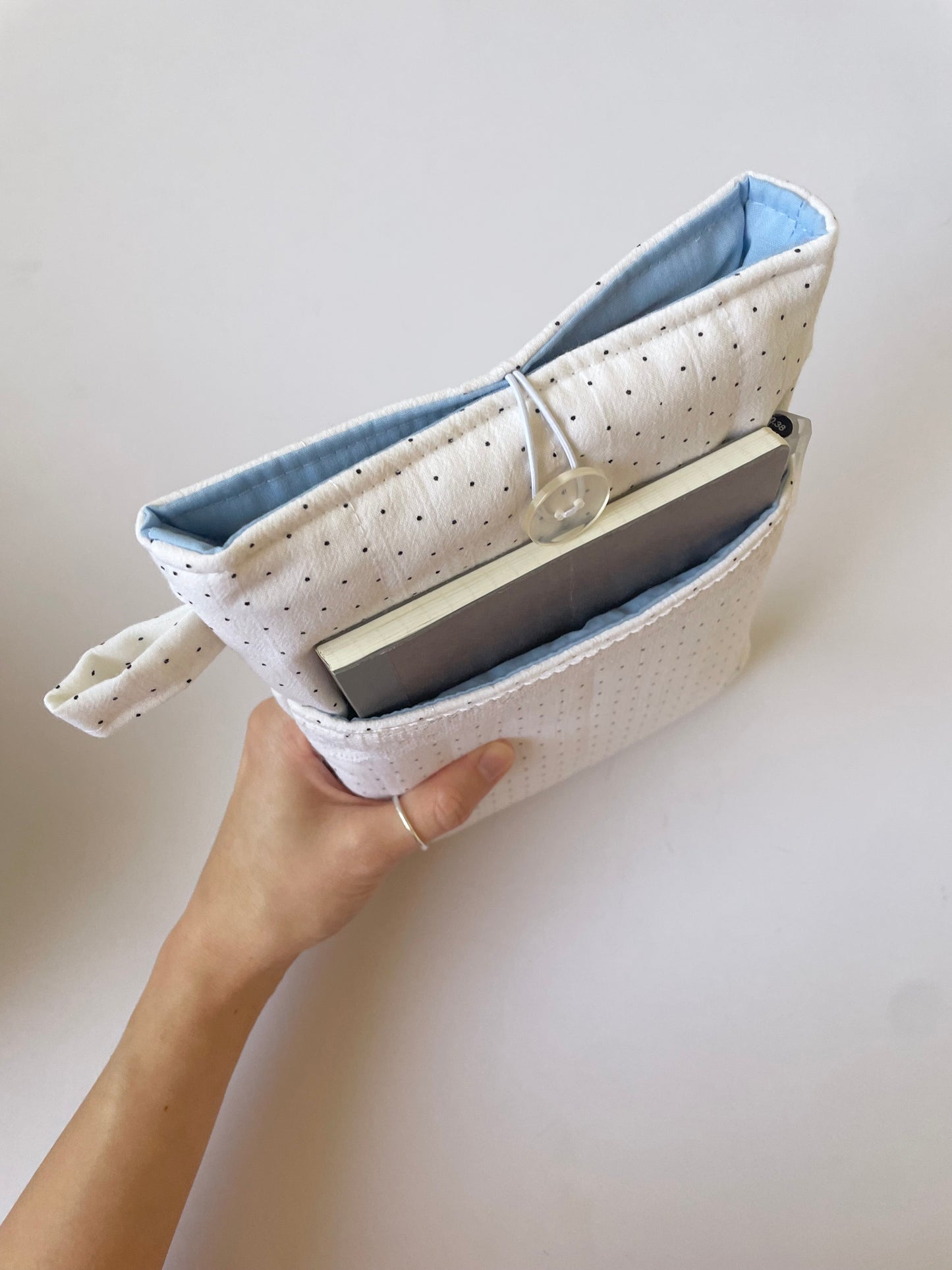 Polka Dot Book Sleeve with Pocket