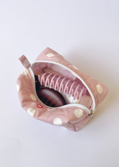 Pink Polka Dot Makeup Bag