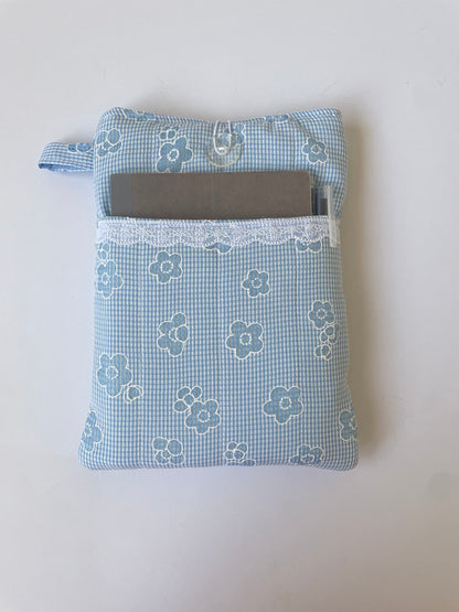 Blue Floral Book Sleeve with Pocket