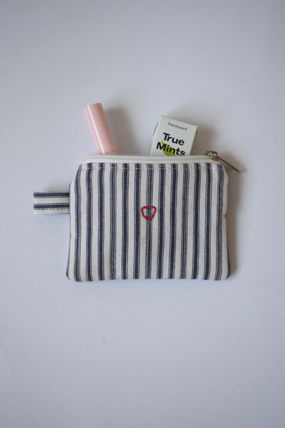 Navy Stripe Mini Pouch