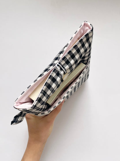 Gingham Book Sleeve with Pocket