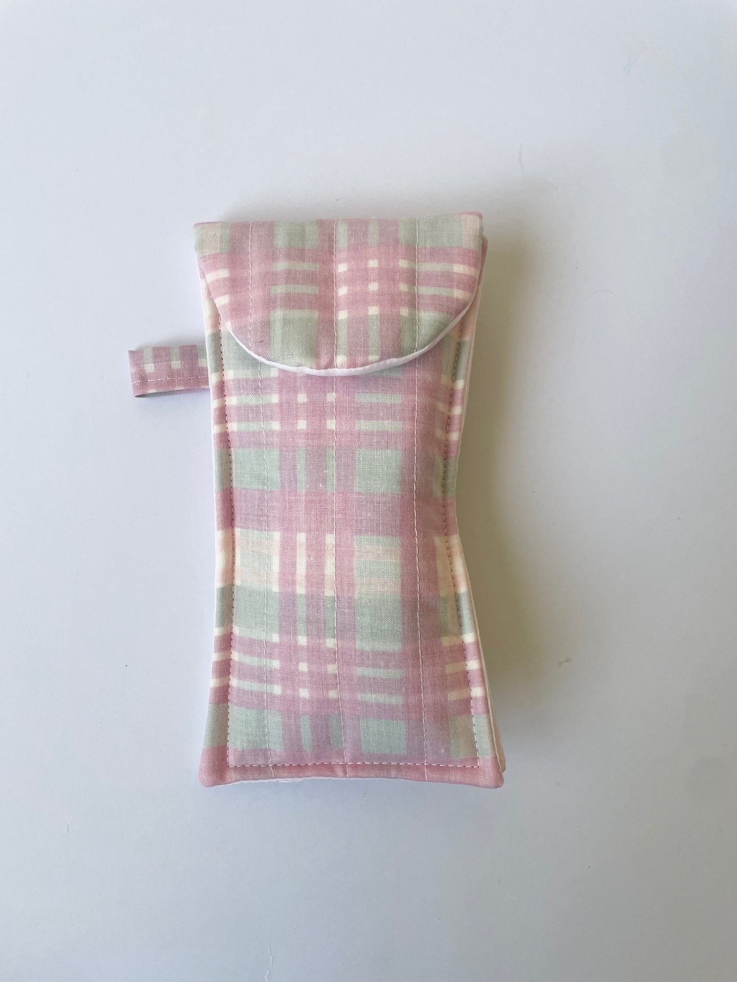 Pink Check Glasses Pouch