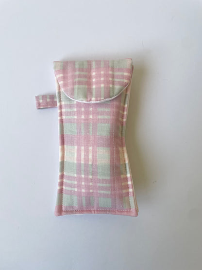 Pink Check Glasses Pouch