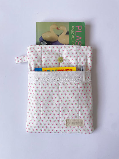 Pink Posy Book Sleeve with Pocket